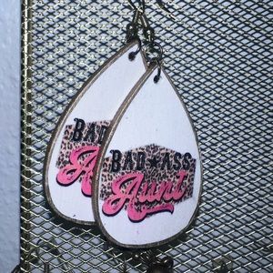Badass Aunt wood earrings